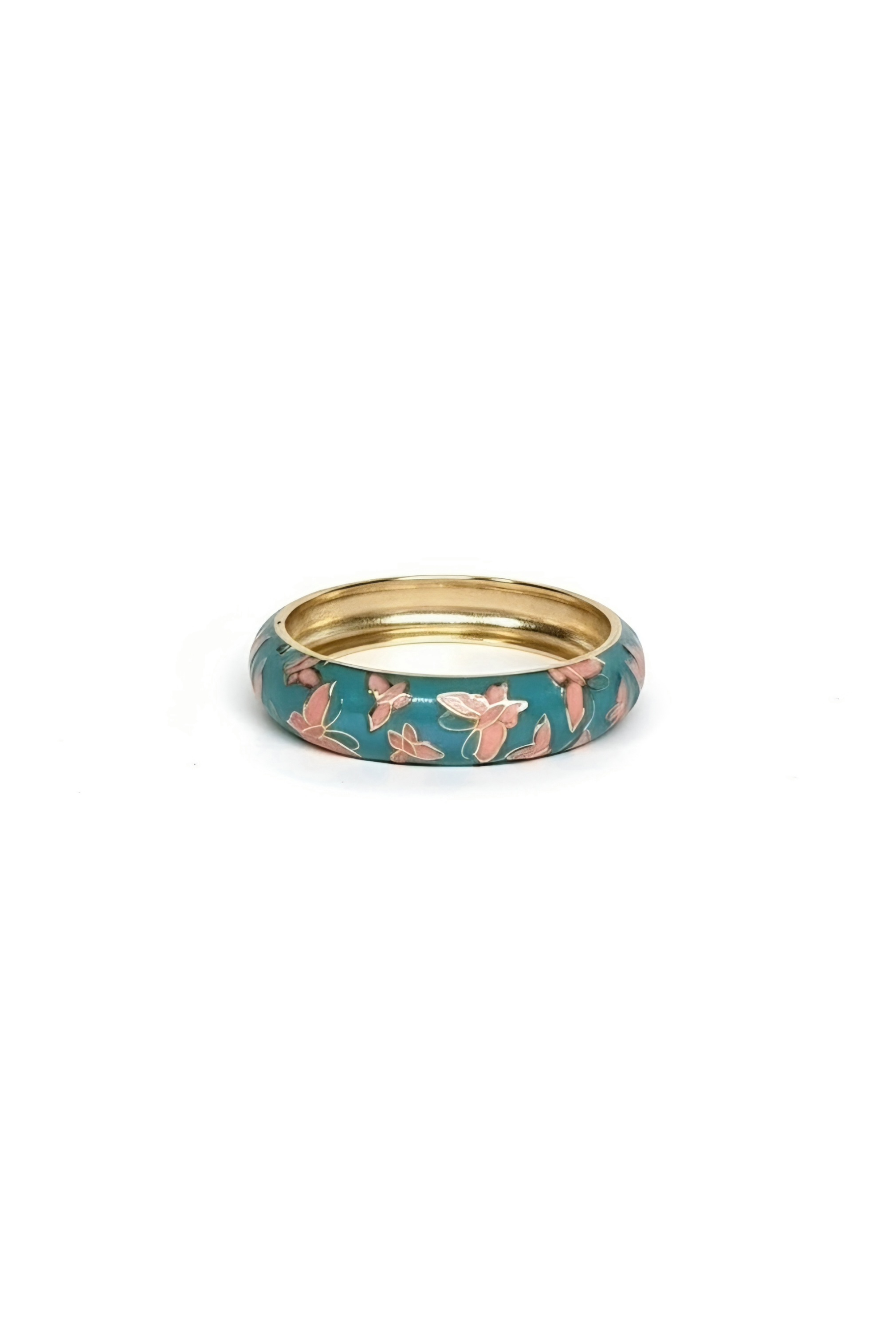 Teal and Pink Butterfly Enamel Kada
